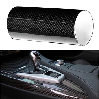 

3 Size 6D Shiny Black High Gloss Auto Sticker Sheet Smooth Carbon Fiber Pattern Car Film Wrap Decal for auto Accessories TXTB1