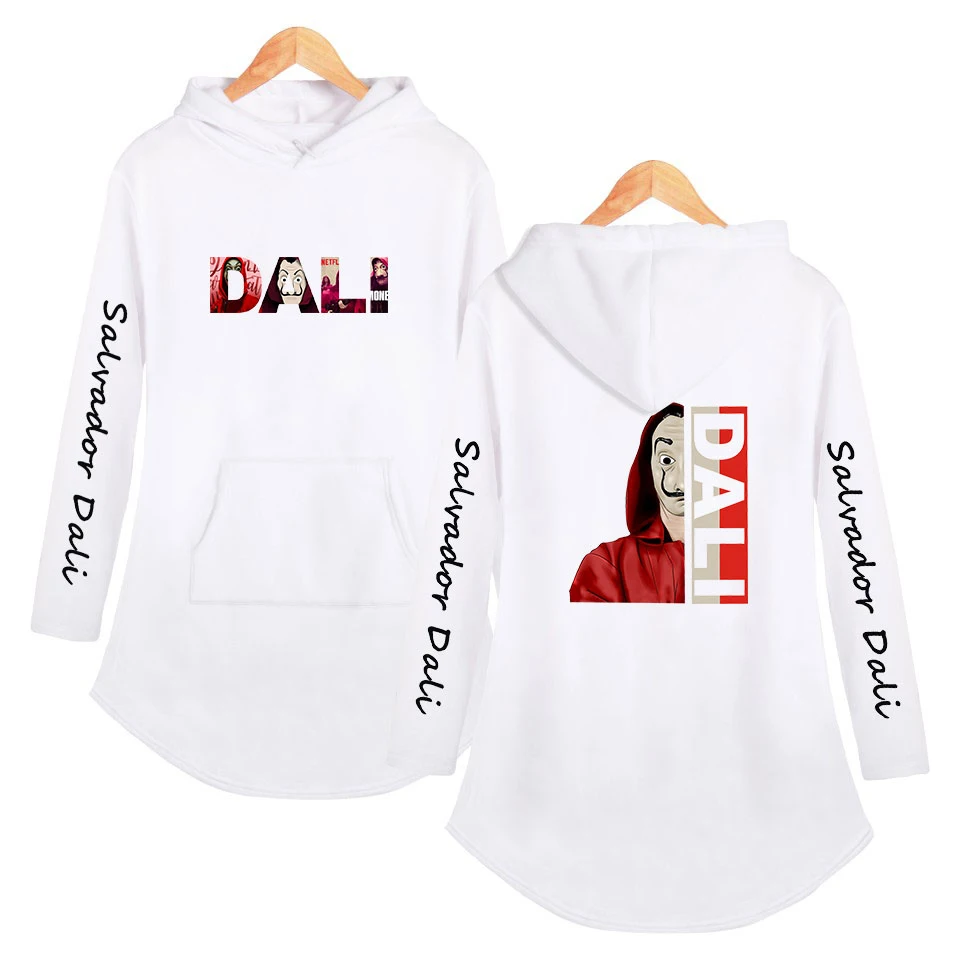 Fashion Women Autumn Hoody Sweatshirt Drawstring Solid  salvador dali print Long Sleeve Loose Hoodies Pullover Tops Harajuku