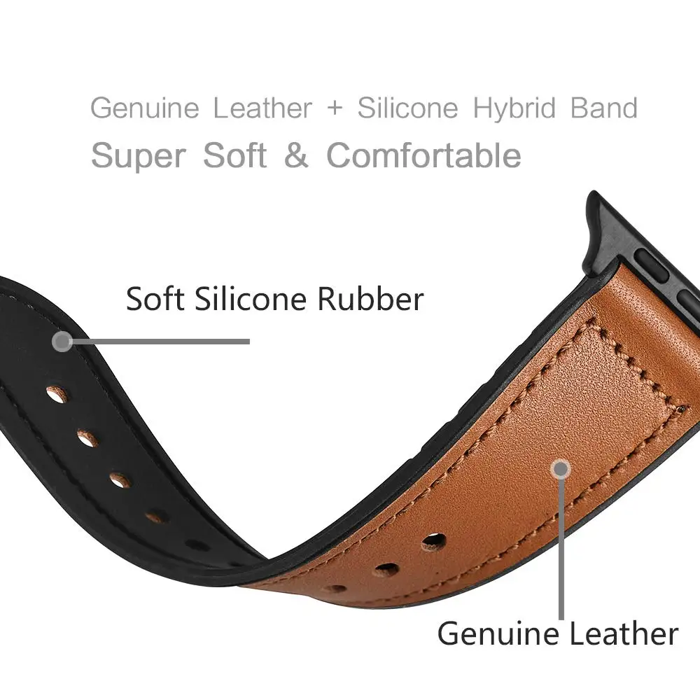 Силиконовый+ кожаный ремешок для apple watch 5 4 3 2 correa iwatch 44 мм 40 мм iWatch 42 мм 38 мм кожаный ремешок для часов