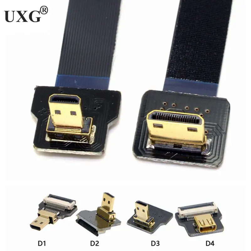 FPC HDMI micro MINI HDMI cable 90 Degree UP Down Left Right Angle adapter For Raspberry Pi DJI UAV PTZ SLR Camera TV/Projector