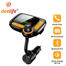 Deelife Bluetooth Handsfree Car Kit Fm Transmitter Modulator for Auto USB MP3 Player BT 5.0 Adapter Hands Free Audio Receiver