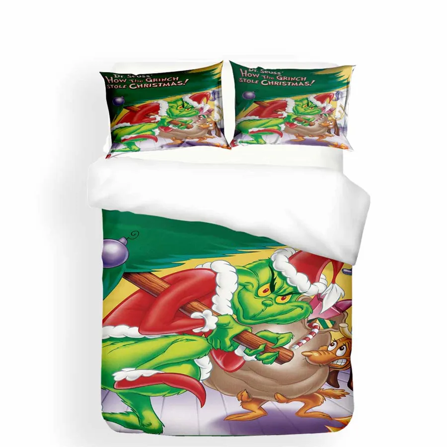 HELENGILI 3D комплект постельного белья Grinch палантин Рождественский принт пододеяльник набор постельное белье с наволочкой набор домашнего текстиля# TG-10