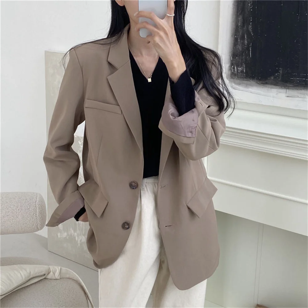 

HziriP Office Lady Blazers Plus Size M-XL Autumn Minimalist Streetwear Retro Gentle New Jackets Elegant Loose Stylish Coats