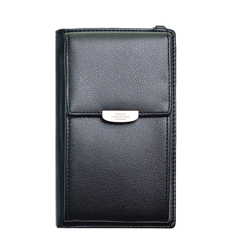 L001 black Новинка, Женский кошелек на каждый день, брендовый кошелек для мобильного телефона, большие держатели для карт, кошелек, сумочка, клатч, сумка на ремне через плечо - Цвет: L001 black