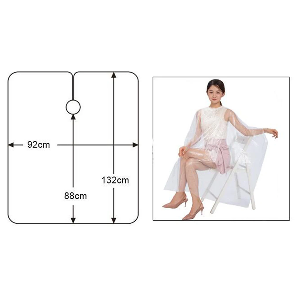 100pcs Waterproof Disposable Hair Cutting Cape Gown Hair Cut Capes Apron Salon Haircut Transparent Hairdressing Cloth