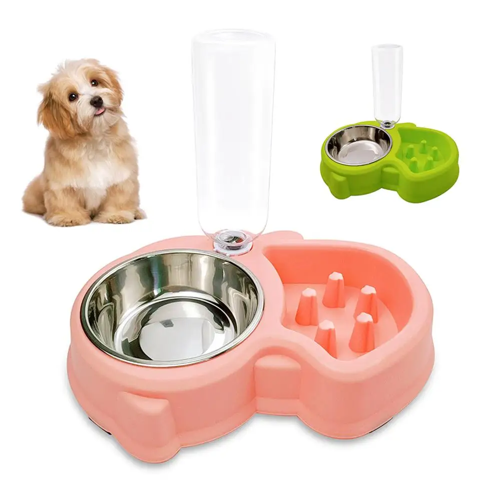 Новая миска для кормления собак кошек из нержавеющей стали с двойным медленным