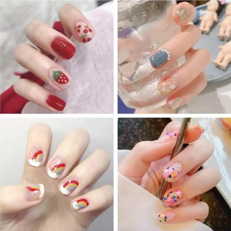 Клубничный узор полный наклейки на ногти цветок водонепроницаемый лак DIY Дизайн ногтей для женщин полное покрытие наклейки для ногтей s
