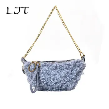 

LJT Mini Bag Female Shoulder Waist Bags Fanny Belt Packs 2019 New Fashion Plush Slung Pockets Casual Chain Portable Chest Bag