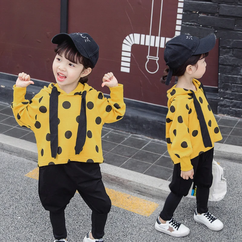 Ropa De Niña Boutique Long Sleeve Girls Hooded Yellow Dots Fashion Princess  Two Piece Thanksgiving Outfits Toddler Girl Clothes - Children's Sets -  AliExpress