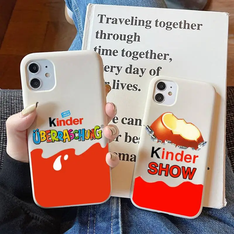 New Trolly egg KINDER JOY Surprise Phone Case Soft Solid Color for iPhone 11 12 13 mini pro XS MAX 8 7 6 6S Plus X XR