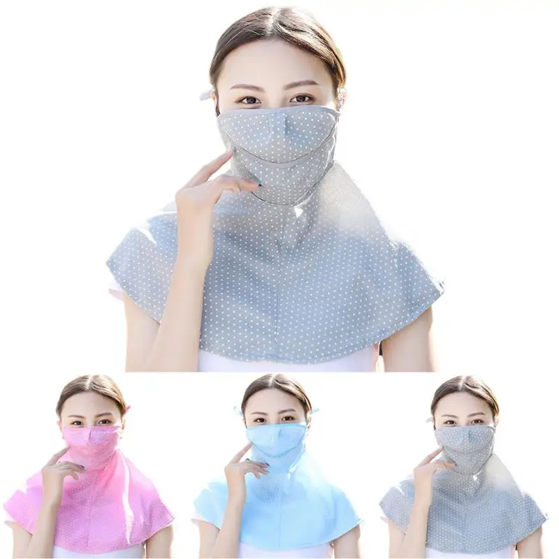 

Women Summer Thin Sunscreen Dust Breathable Masks Bandana Mask Dots Print UV Protection Face Mouth Mask Neck Gaiter