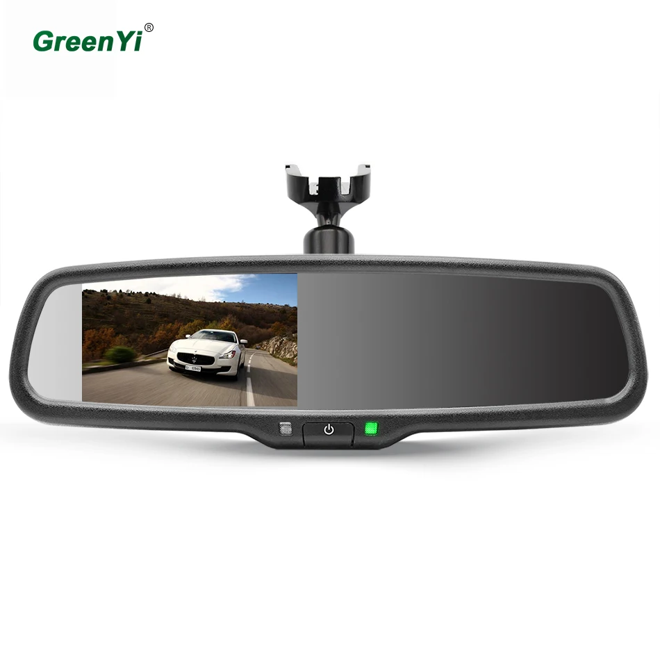 

GreenYi 4.3 inch TFT LCD car rearview mirror monitor mounting bracket monitor with 2 channels of video input parking assist
