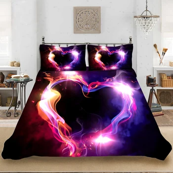 

Fanaijia Love print Bedding Set Luxury Valentine's Day Duvet Cover Set with Pillowcase Bed Set Custom Size