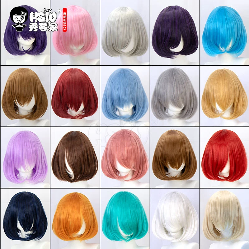 Hsiu Cosplay Wig Synthetic Short Bob Straight Hair Golden Pink Red Blue Purple For Women 35cm 23 Color Wigs & Free Cap -Zentai shop online He9b16dd3e1e84541b37c402e1697993c6.jpg