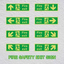Противопожарный знак выхода светящиеся наклейки со стрелкой направления светится в темноте ночью дверь стены лестницы клейкие знаки 36X14 cm