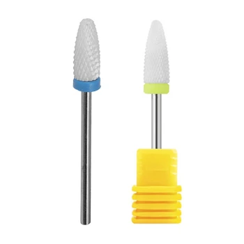 

2 Pcs Nail Cone Tip Ceramic Drill Bits Cuticle Rotary for Manicure Pedicure Grinding Head Sander Tool, Yellow & Blue