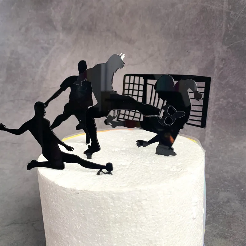 

INS Black Football Happy Birthday Acrylic Cake Topper Sport Scenes Birthday Cake Topper for Boys Birthday Party Cake Decorations