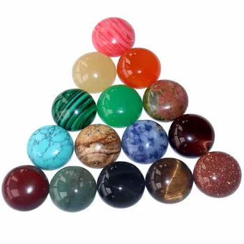 

10pcs / lot 6/8/10/12/14/16/18/20 mm Natural Stone Beads Round Loose Beads Cabochon Cameo fit Pendant For Jewelry Accessories