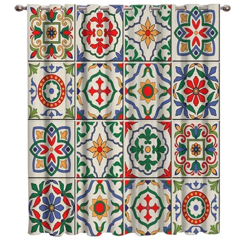 

Ethnic Pattern Abstract Stitching Window Treatments Curtains Valance Window Curtains Dark Curtain Lights Living Room Bathroom