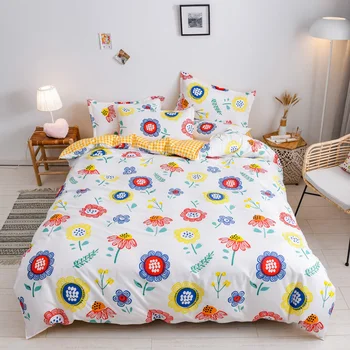 

bedding set single twin queen kinig cute flower bedsheet set for children adult duvet cover pillowcase bed linen
