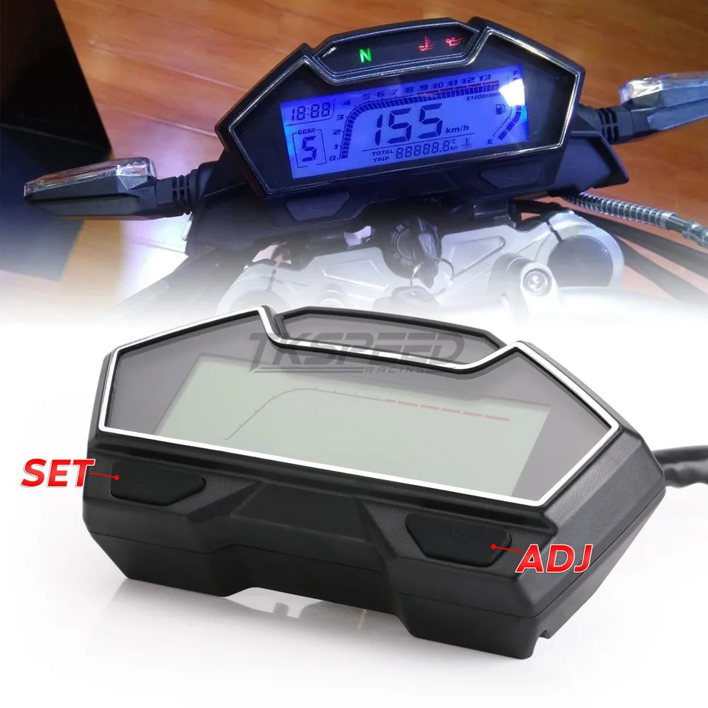 Универсальный 2,4 цилиндрический lcd мотоциклетный гоночный уличный велосипедный спидометр, одометр оборотов в минуту датчик скорости топлива 13000 об/мин DIY