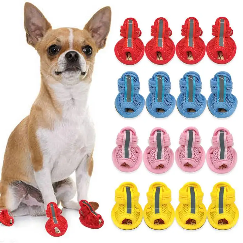 

Puppy Pet Dog Shoes For Small Dogs Cats Breathable Mesh Summer Dog Shoes Cute Anti-Slip Chihuahua Pug Sandals Shoe Candy Colors