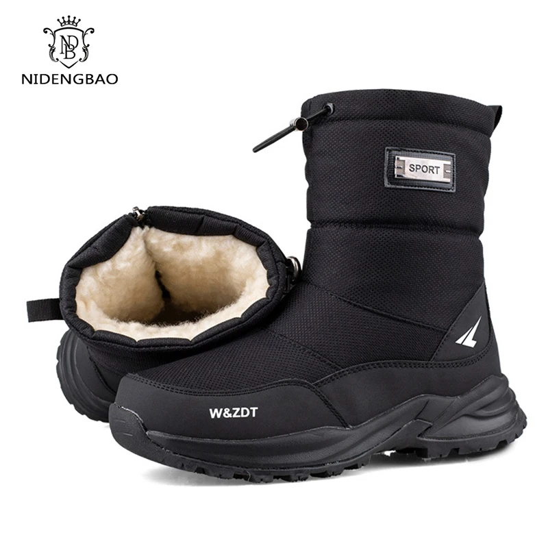 Winter High Boots for Man Outdoor Travel Snow Boots Zipper Non-slip Cotton Shoes Men Plus Velvet Keep Warm Casual Shoes Male 45 5