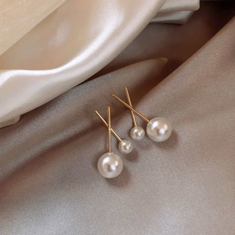 Новое поступление, геометрические металлические женские трендовые корейские сережки-шпильки, серьги с жемчугом для девушек, стильные серьги, Женские Ювелирные изделия