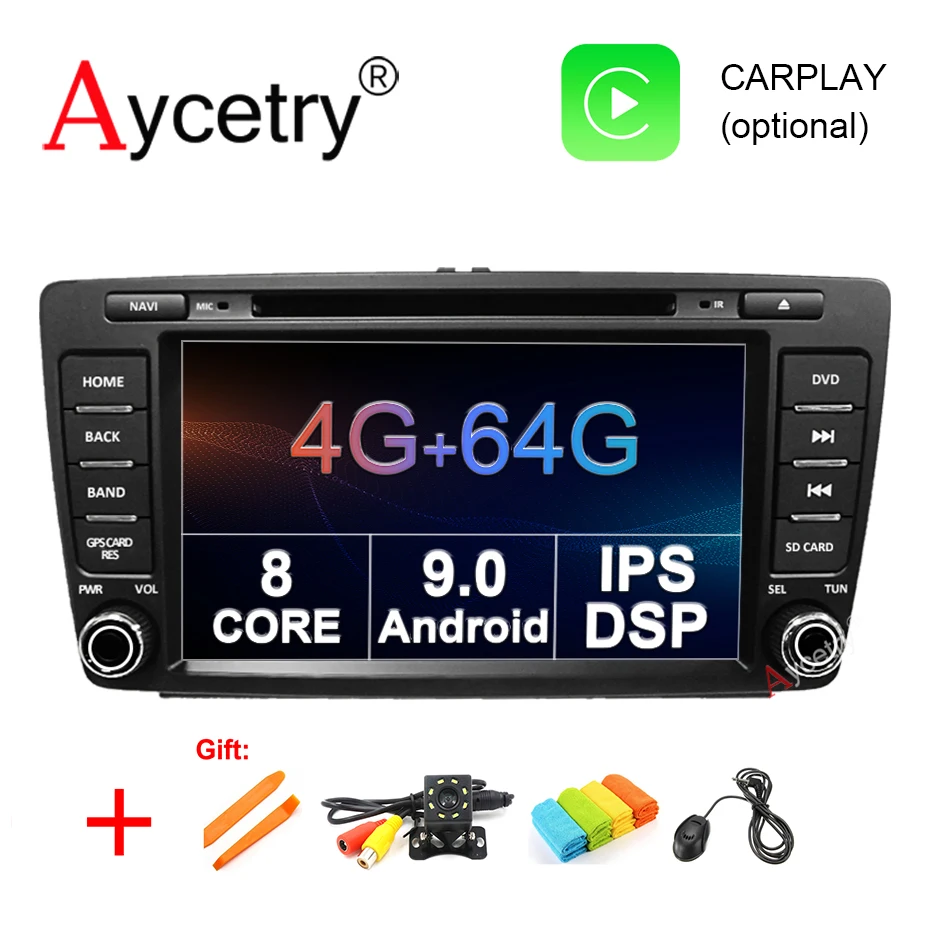 

4G+64G 8 CORE 2 Din Android 9.0 Car dvd Multimedia player GPS Autoradio For SKODA Octavia 2009-2013 car Radio WIFI DVR obd2 DSP