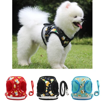 

Cute Dog Cat Harness Vest Breathable Mesh Safety Pet Puppy Harness and Leash Set Small Nylon Soft Pet Chest Strap For Chihuahua