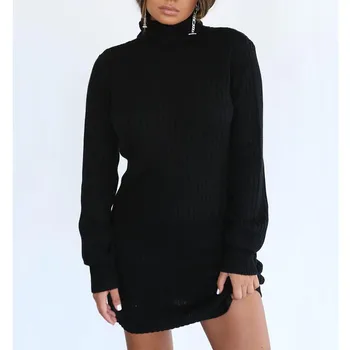 

Women Long Knitted Sweaters Casual Solid Jumper Turtleneck Sweaters Dress Womens Long Pullover Sweater