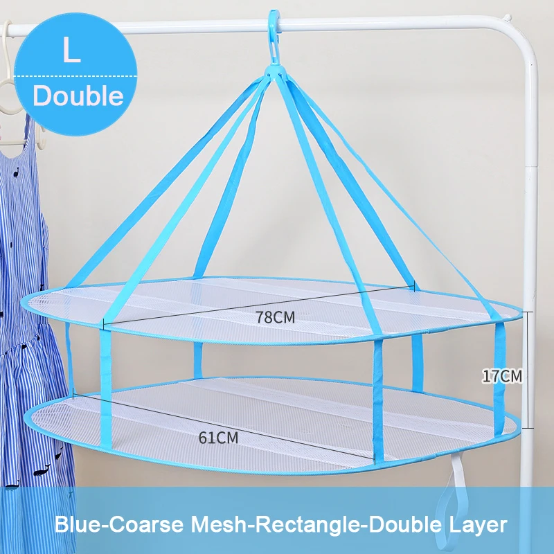 Практичный S крюк сушильная стойка Складная висячая одежда корзина для белья сетка-сушилка двухслойная стирка Корзина для сушки носков и одежды - Цвет: BAD110044