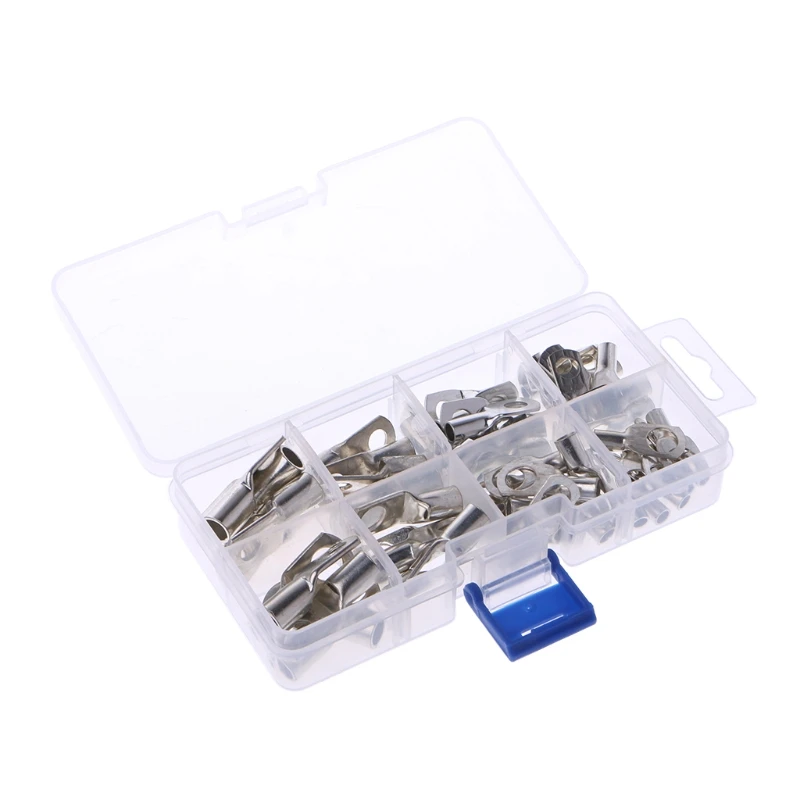 

60 Pcs Assorted Crimp Terminals Set Bolt Hole Tin Plated Copper Wire Connector
