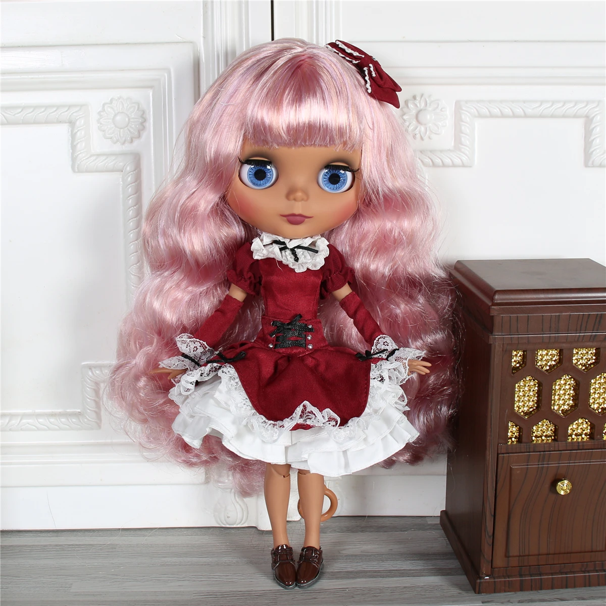 Ледяная кукла DBS Blyth 1/6 bjd шарнирное тело темная кожа матовое лицо фиолетовая микс