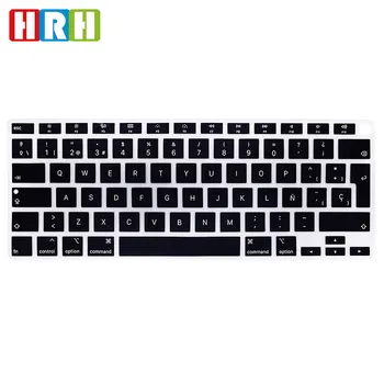 

HRH Black Silicone Spanish Keyboard Skin Cover EU Version Protector For MacBook Newest Air 13 touch bar ID A2179(2020 Release)