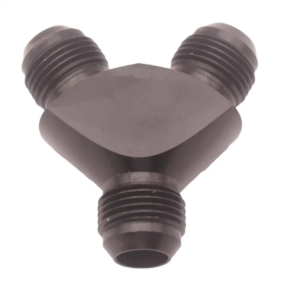 AN10 10AN to 2X 10AN AN10 Aluminium Male Flare Y Block Fitting Adapter Black