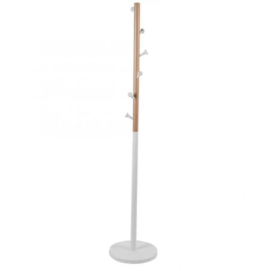 

Beech Standing Hat Coat Rack Jacket Bag Hanger Tree Coat Hat Umbrella Stand with Round Base