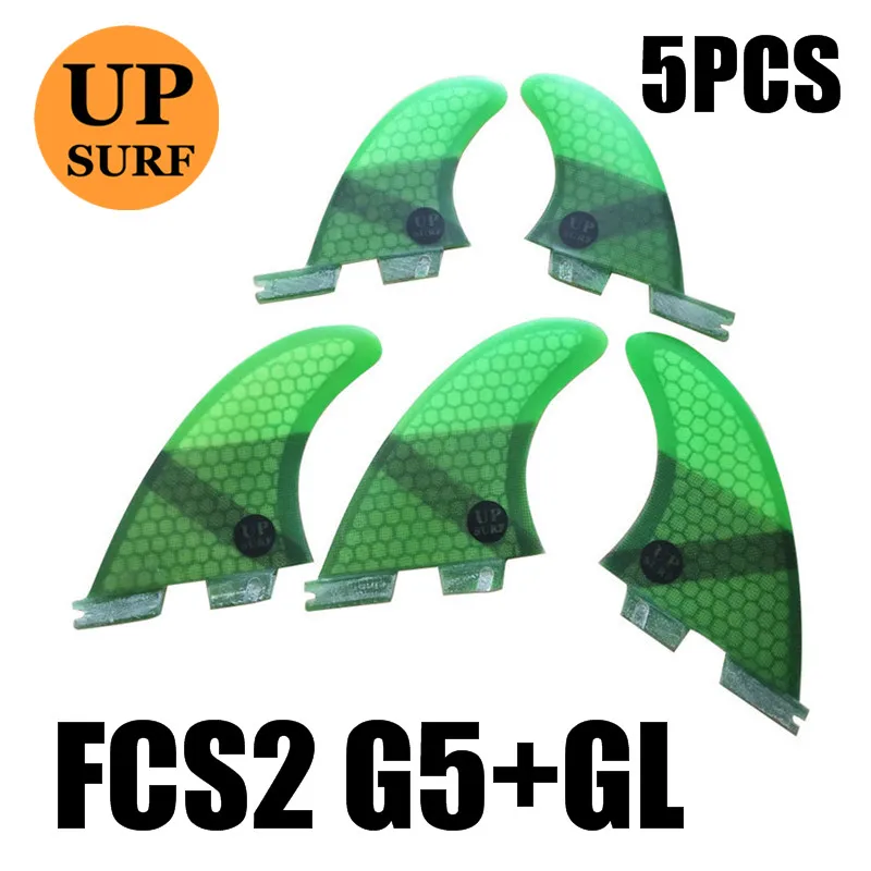 3 шт./4 шт./5 шт. fcs2 плавники G7/G5/GL плавники для серфинга стоячие fcs 2 водные виды спорта fcs ii плавники quilla surf стоячие весло плавник - Цвет: 5PCS green