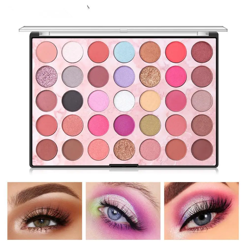 

New European and American style 35 color glitter eye shadow makeup tray fashion girl pearlescent matte eyeshadow tray hot