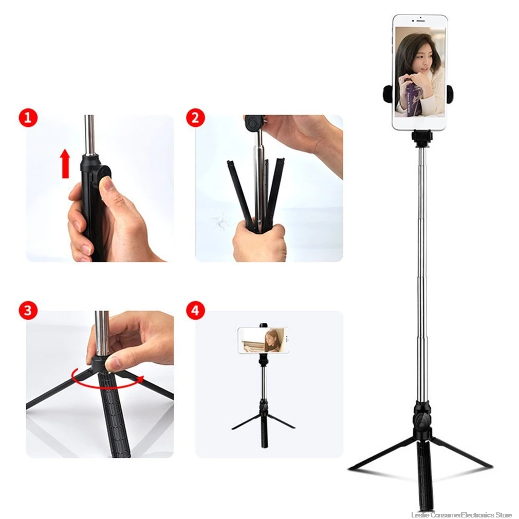 

2019New Wireless Bluetooth upgrade XT10 selfie stick horizontal shot vertical Retractable self-timer artifact live Stainless r20