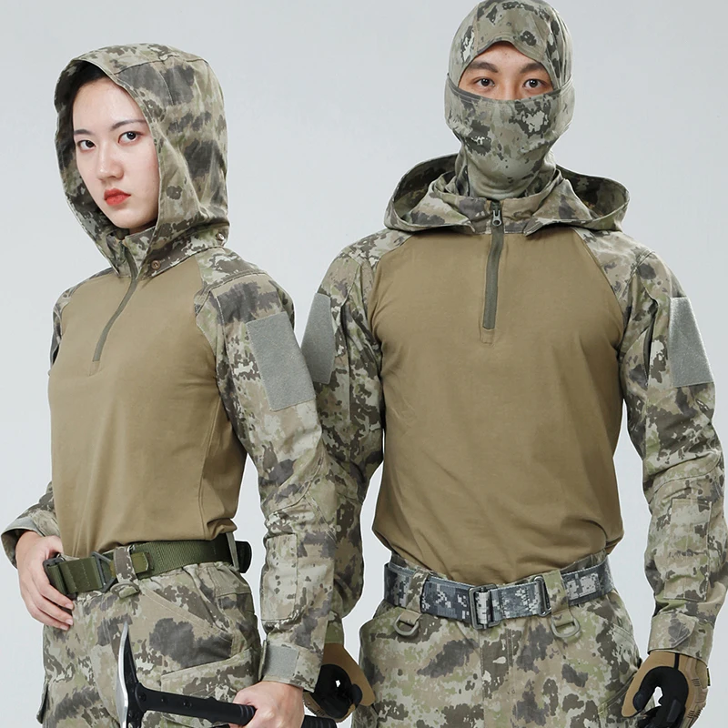 

Upgraded Hooded Frog Shirt Pants Suits Tactical Camouflage Clothes Outdoor CS Army Sports Training Uniform Hunting Shooting Sets