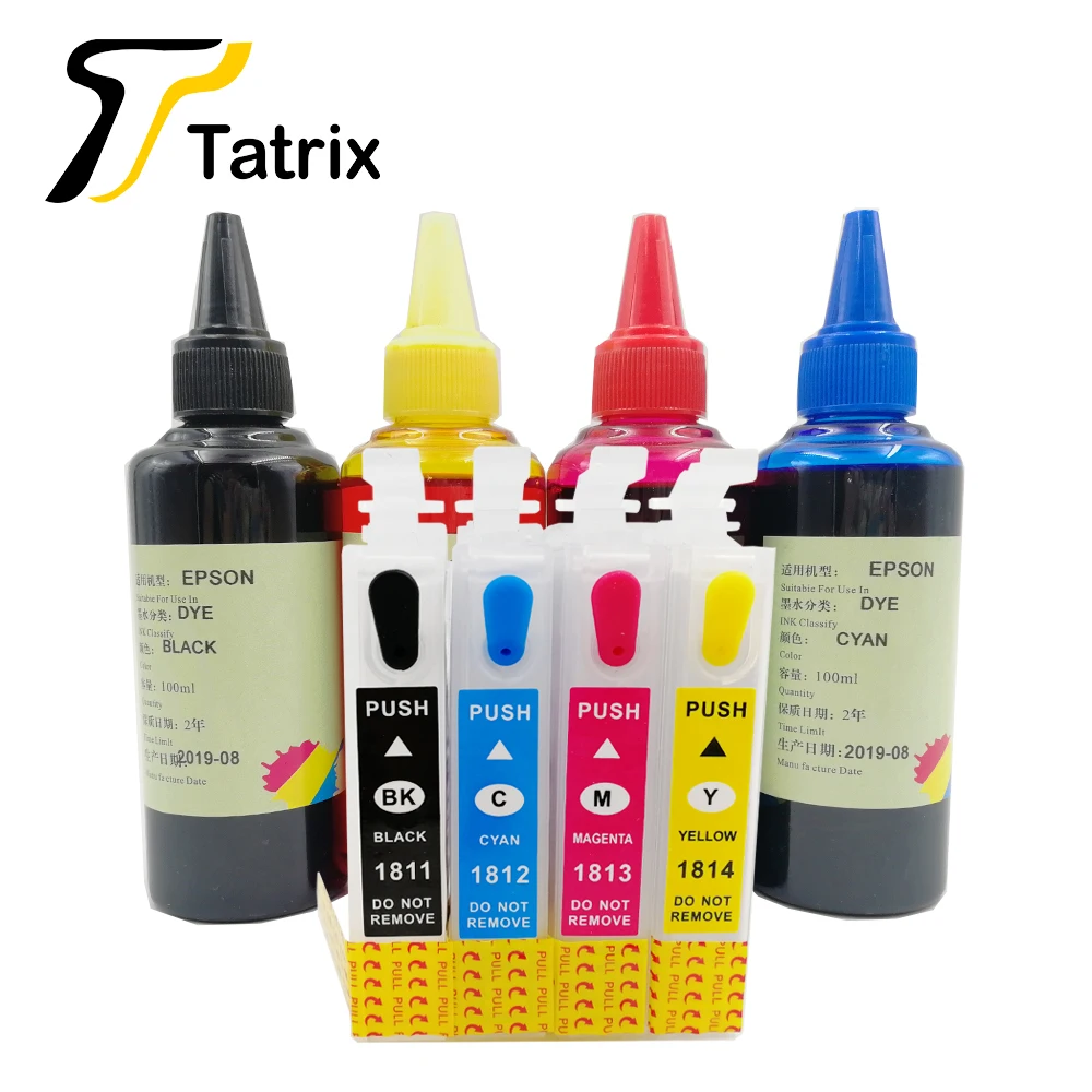 Tatrix перезаправляемый картридж T1811 T1801 для Epson XP 305 202 102 405 205 402 225 322 принтер с