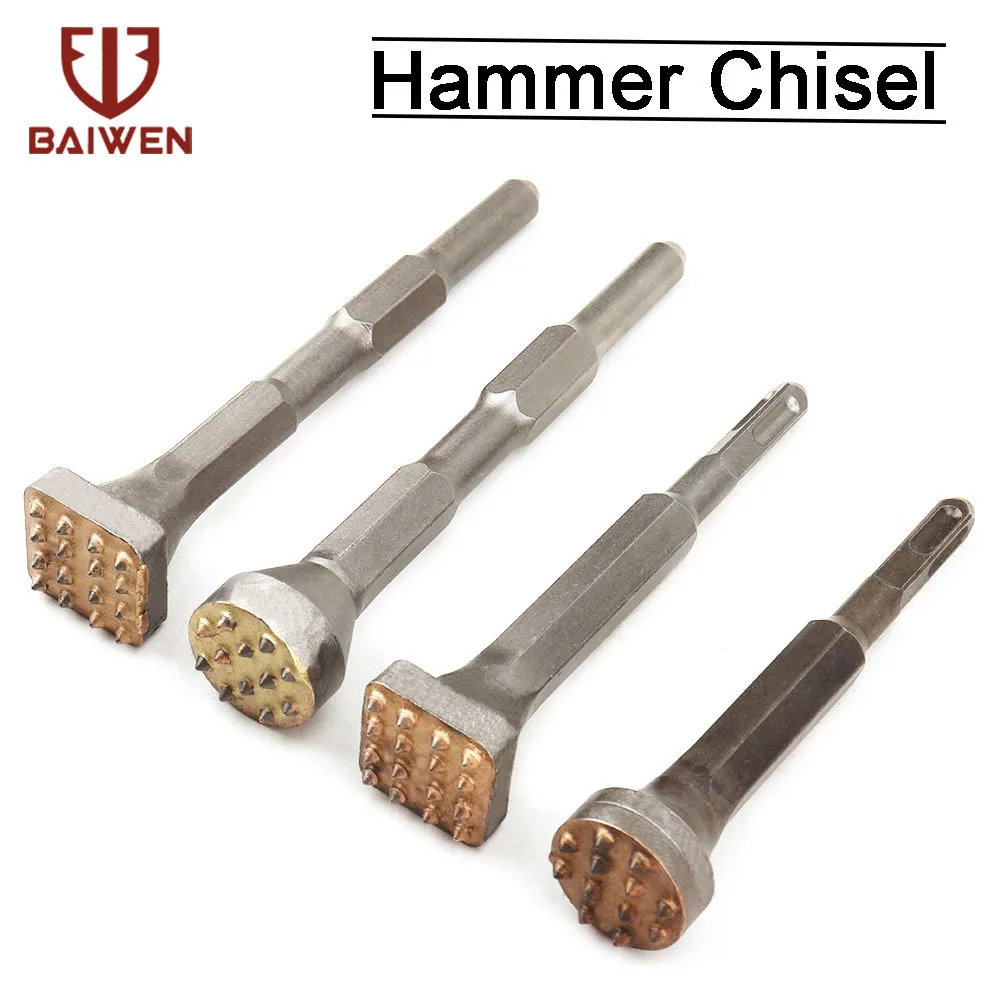 1 4Pcs Alloy Point Groove Gouge Flat & Round Chisel Electric Hammer ...