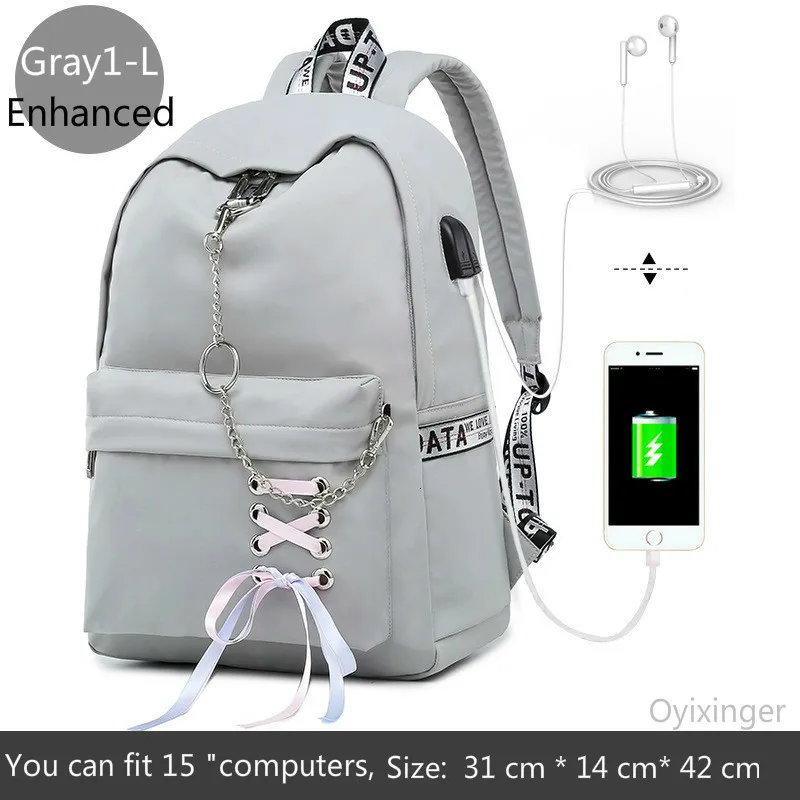 Gray1-L Школьные сумки для подростков девочек мальчиков студентов ноутбук рюкзак женские рюкзаки для Macbook Air Hp lenovo DELL acer Компьютерная сумка Новинка - Цвет: Gray1-L