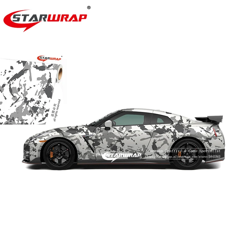 Звезда Обёрточная бумага Camo Виниловая наклейка с бомбой Обёрточная бумага черный/серый/белый/Камуфляж снег Винил 5/10/15/20/25/возможностью погружения на глубину до 30 м камуфляжная виниловая пленка стоком