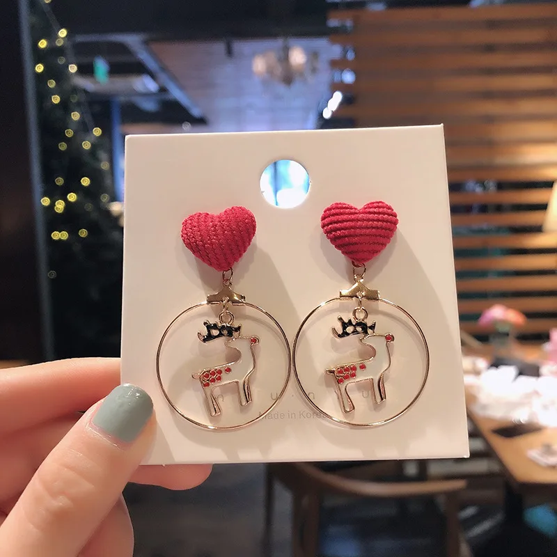 Santa Claus Christmas Earrings Snowman Deer Bell Christmas Tree Ear Jewelry Accessories Lovely Xmas Gifts for Women Girls