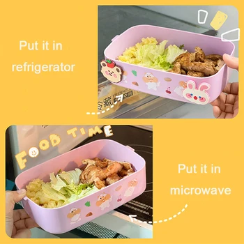 Korea Style Heat-Resistant Glass Lunch Box For Man Women Vertical Stripe Bento  Box Clear Food