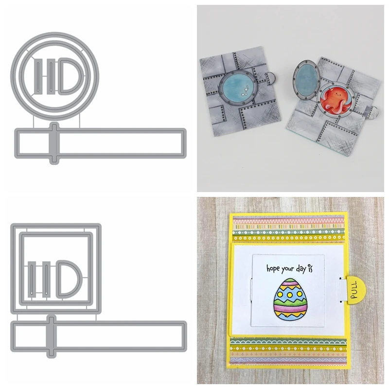 

Pull Tab Flip Semicircle Slider Round Square Cover Metal Cutting Dies Set for DIY Scrapbooking Making Template 2021 Hot Sale