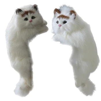 

2 Pcs Simulation Cat Animal Model Decoration Home Decoration Hanging Cat Crafts Plush Toy Doll Gift Left & Right