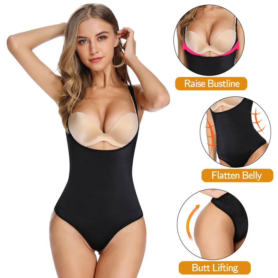 Women Body Shaper Bodysuit Thong Tummy Control